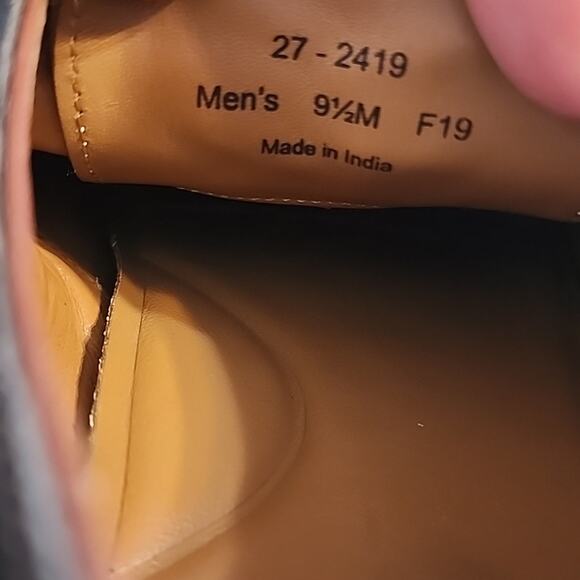 JOHNSTON MURPHY 1801 GENUINE LEATHER DERBY'S DARK BLUE/BROWN MENS9.5 MADE INDIA - Picture 6 of 16